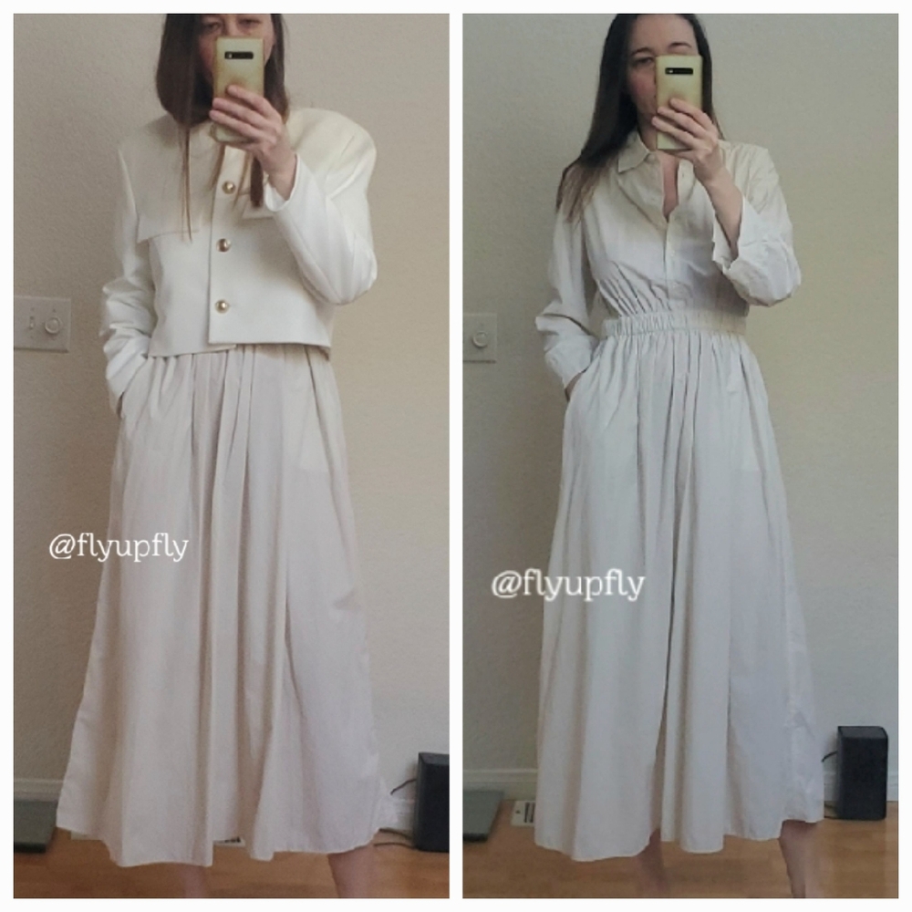ZARA MIDI SHIRT DRESS Cream Size M & L - Picture 3 of 12